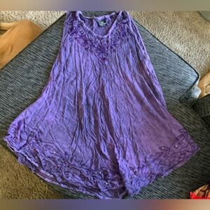 Purple Embellished Sleeveless flowy top.”Free Size”